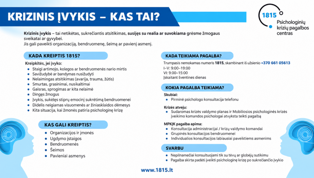 Pagalba šeimoms, organizacijoms ir bendruomenėms po krizinio įvykio
